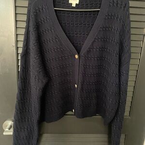 Cyrus Deep Blue Textured Cardigan